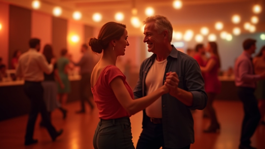 Large group of adults dancing together at a social dance event in Estonia with vibrant energy and smiles