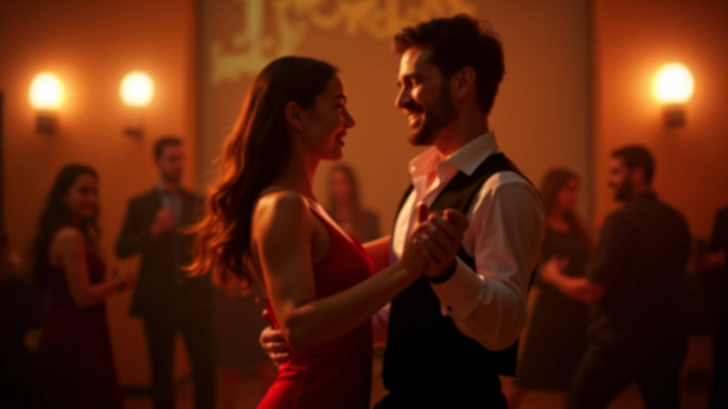 Two dancers demonstrating proper hand position and frame distance for bachata partnership with relaxed arms
