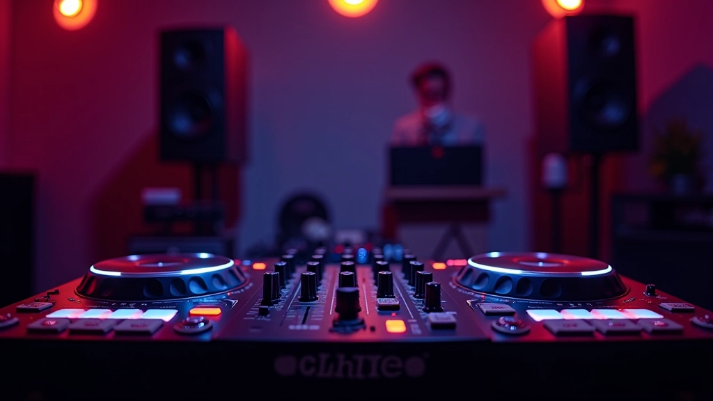 DJ equipment and sound system in dance studio showing quality audio setup for music playback